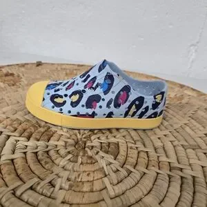 Native Blue Yellow Leopard Cheetah Print Slip On Water Sneakers 9