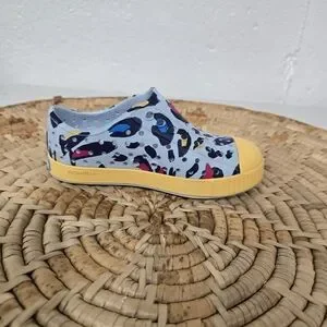 Native Blue Yellow Leopard Cheetah Print Slip On Water Sneakers 9