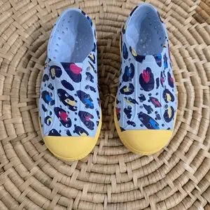 Native Blue Yellow Leopard Cheetah Print Slip On Water Sneakers 9