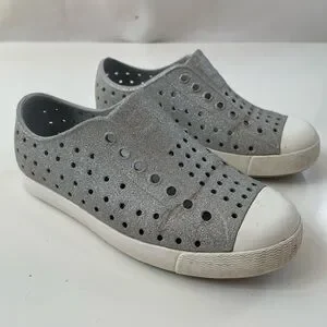 Native Shoes Little Kids Sparkly Gray Grey Jefferson Slip On Water Shoes Size 13