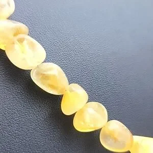Natural Golden Rutile Quartz 925 Silver Plated Beaded Necklace 19" Gemstone