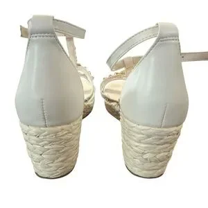 Naturalizer Serena Warm White Espadrille Wedge Sandals Rhinestone NEW Size 8