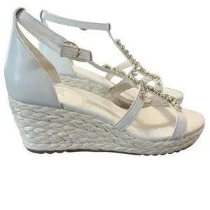 Naturalizer Serena Warm White Espadrille Wedge Sandals Rhinestone NEW Size 8