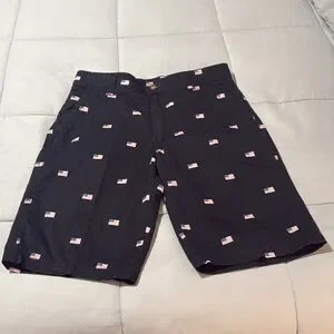 Navy Blue Shorts With Flag Design