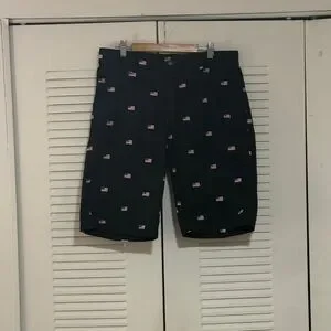 Navy Blue Shorts with Flag Design