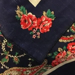 Navy Pink Floral Paisley Scarf 30” X 30”