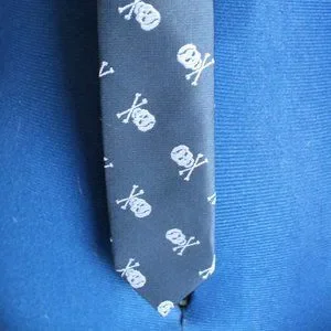Navy With Silver Skulls Youth Clip-On Necktie