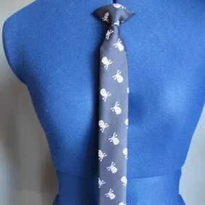 Navy With Silver Skulls Youth Clip-On Necktie
