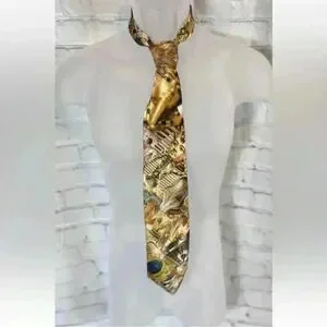 Neck Tie Mens GOLD Egyptian Papyrus Ancient History Egypt Graphic CELESTAE STINE