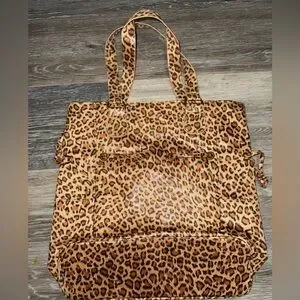Neiman Marcus Tan & Black Leopard Print Tote Bag