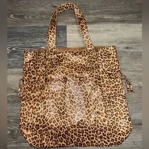 Neiman Marcus Tan & Black Leopard Print Tote Bag