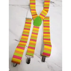 Neon Striped Suspenders Halloween Festival Rave Womens Art Teacher Rainbow