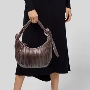 Neous Neptune Pleated Shoulder Bag In Chocolate Brown