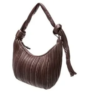 Neous Neptune Pleated Shoulder Bag In Chocolate Brown