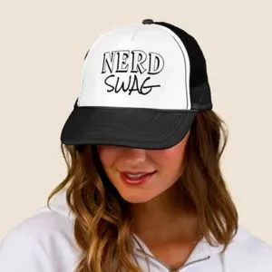 Nerd Swag Snapback Trucker Hat / Cap Black & White