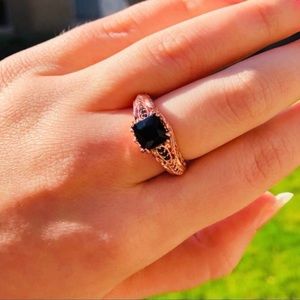 New 18K Rose Gold Black Sapphire Ring