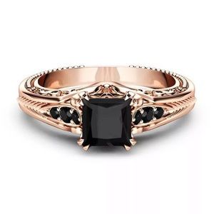 New 18K Rose Gold Black Sapphire Ring