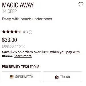 NEW $33 Charlotte Tilbury Magic Away Liquid Concealer #14 Deep