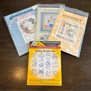 New 4pc Embroidery Stitching Quilting Pattern Set Vintage Arts And Crafts