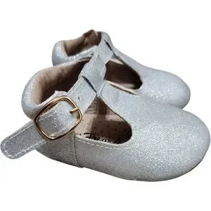 NEW A Bear Co Toddler Size 3 Color Change Silver Smooth Glitter T-Straps Girls
