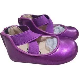 NEW A Bear Co Toddler Size 3 Smooth Glitter Ballerina Flats Vivid Purple