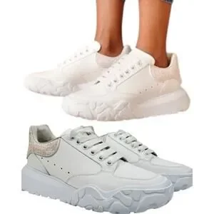 New Alexander Mcqueen Court Trainer Sneakers Glitter Pink Size 39.5