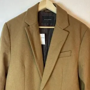 New Banana Republic‎ Men's Medium Top Coat Camel Classic Wool Academia Old Money