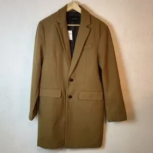 New Banana Republic‎ Men's Medium Top Coat Camel Classic Wool Academia Old Money