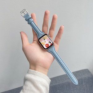 NEW[BAND] Slim BLUE Strap Leather For Apple Watch