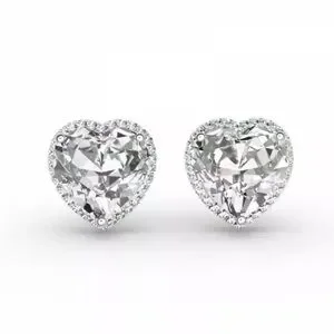 New Beautiful 925 Sterling Silver White Sapphire Heart Studs