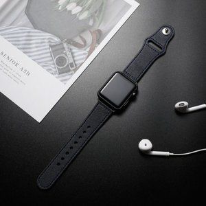 NEW BLACK Genuine Leather Band For Apple Watch