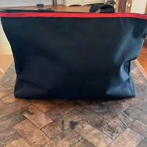 NEW Black Zippered Tote Bag With Embroidered Crest NWOT