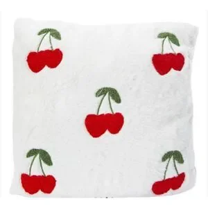 New Cherry Heart Valentine's Pillow White Hippie Bohemian Shabby Chic