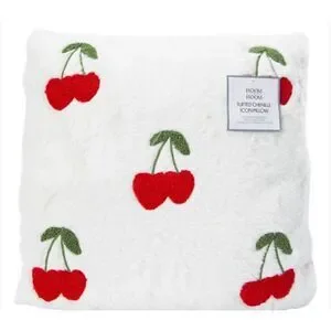 New Cherry Heart Valentine's Pillow White Hippie Bohemian Shabby Chic