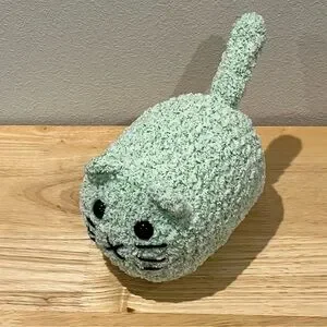 New Crochet Plushie Loaf Cat Green & White (Large)