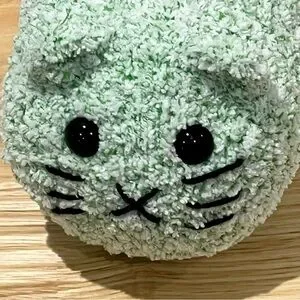 New Crochet Plushie Loaf Cat Green & White (Large)