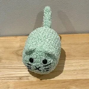 New Crochet Plushie Loaf Cat Green & White (Large)