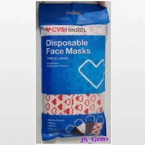 New CVS Face Masks Unisex 10 Pack Disposable OS NWT PPE