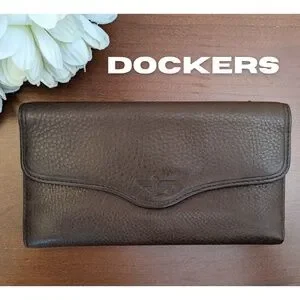 NEW Dockers Trifold Wallet Montana Brown Pebbled Leather EXCELLENT Condition