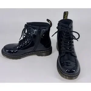 NEW Dr Martens Doc 1460Y Youth Patent Leather Boots Black Big Girl Size 5