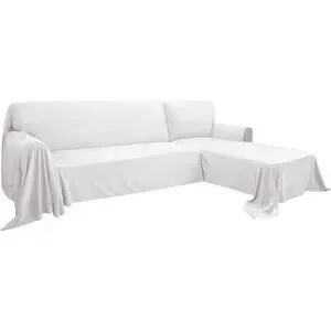 NEW Easy-Going Luxury Velvet Sectional Couch Coverfor L Shaped (Whi Te Small)