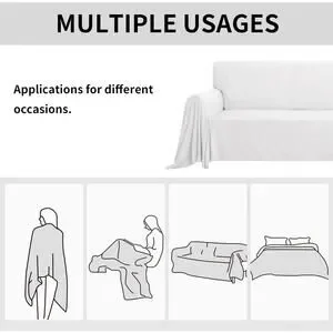 NEW Easy-Going Luxury Velvet Sectional Couch Coverfor L Shaped (Whi Te Small)