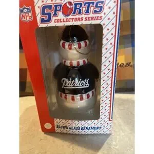 New England Patriots Blown Glass Christmas Ornament NFL Sports Collectors Series