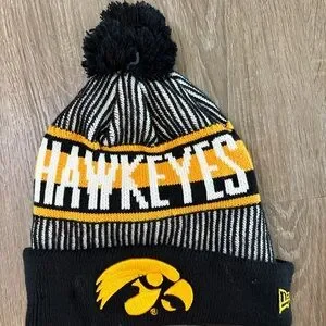 New Era University of Iowa Hawkeyes Black and Yellow Beanie Stocking Cap Hat