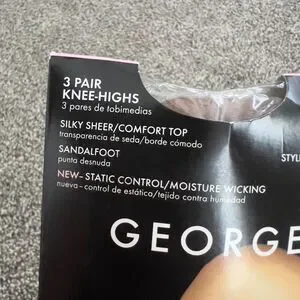 NEW George Silky Sheer Knee-Highs 3 Pair Pack