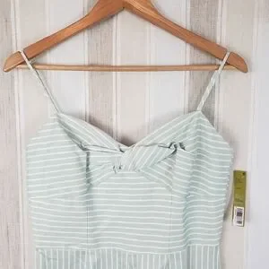 NEW Gianni Bini Pinstriped Wide Leg‎ Cropped Jumpsuit Mint Green Size 6