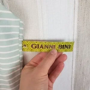 NEW Gianni Bini Pinstriped Wide Leg‎ Cropped Jumpsuit Mint Green Size 6