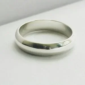 New Gun Metal Sterling Silver Court Thin Polished Classic 6mm Wedding Ring