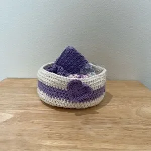New Handmade Purple And White Crochet Bath Spa Accessory Set