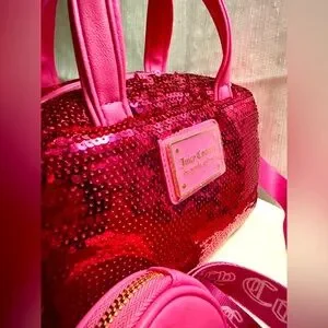 NEW Juicy Couture Puffed Pink Sequin Crossbody Satchel